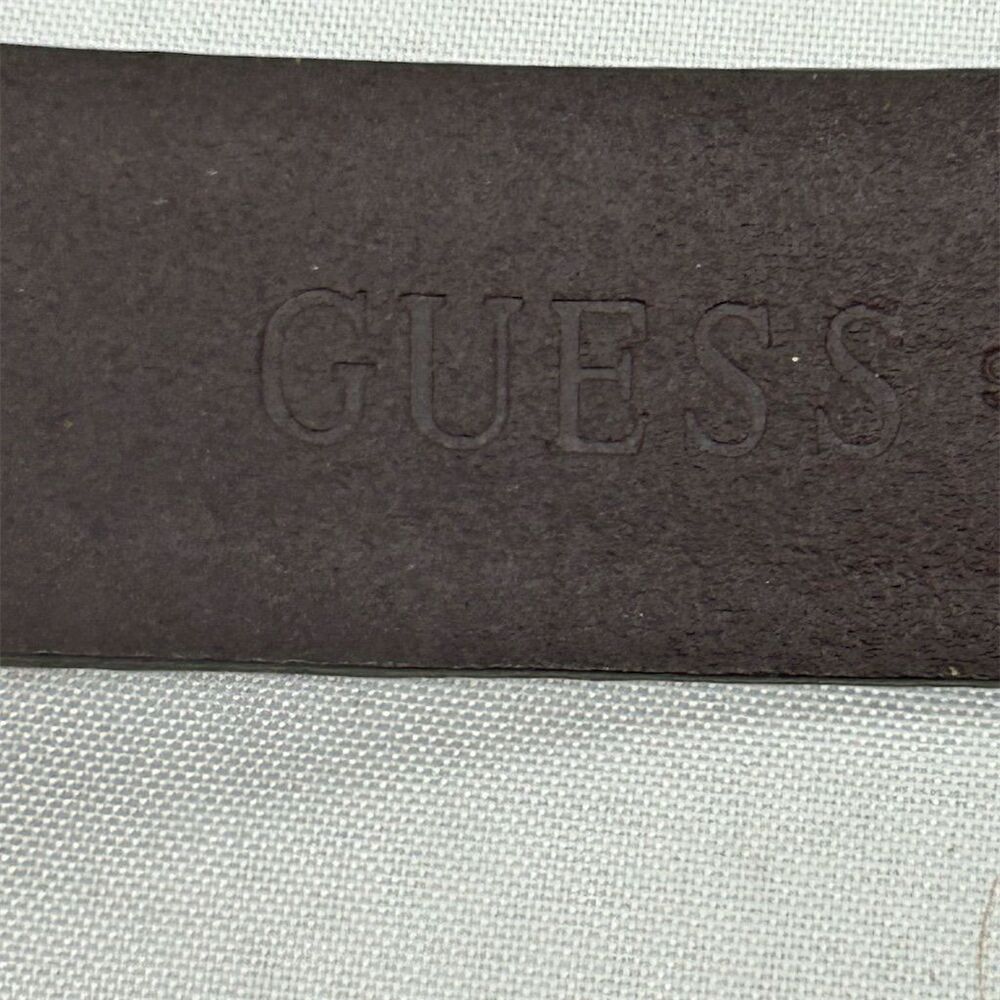 GUESS Woman's Brown Leather Belt w/ Turquoise Buckle Size Large Western Vintage - Picture 9 of 16